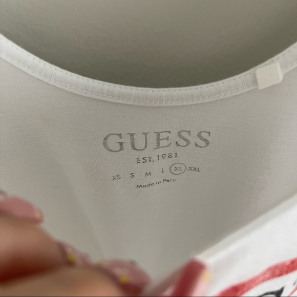 GUESS Y2K 90's Vibes White Red Classic Triangle Logo Bodysuit - Picture 11 of 12